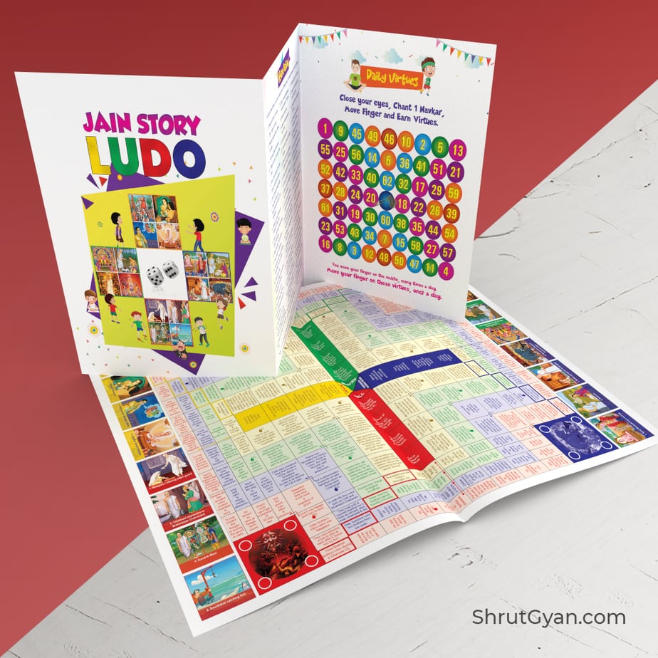 Jain Story Ludo + Daily Virtue Card (2 in 1)