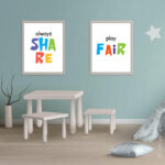 Always Share / Play Fair, Set of 2 Motivational Quote Poster 8