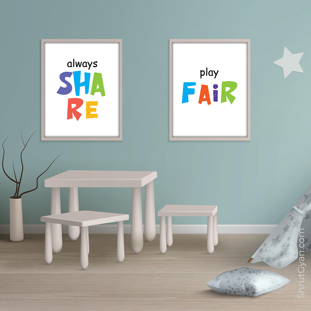 Always Share / Play Fair, Set of 2 Motivational Quote Poster