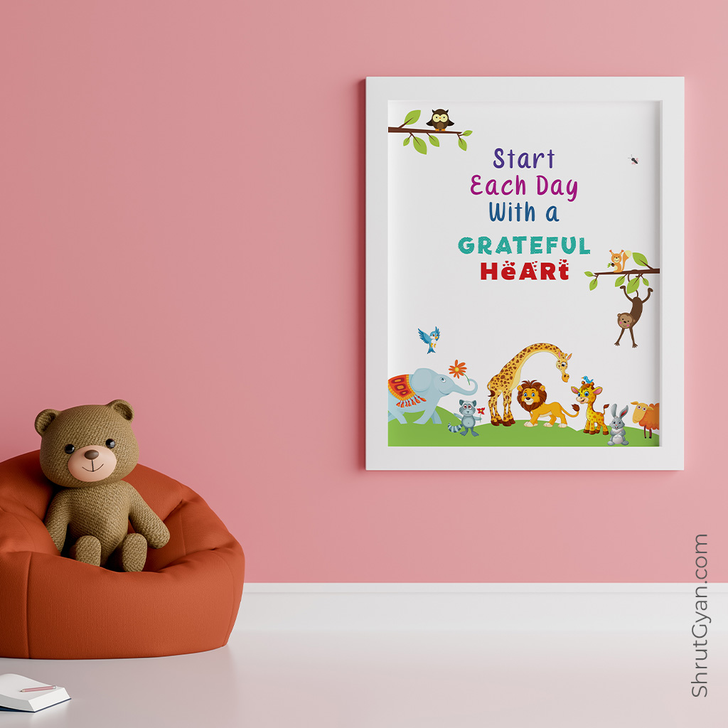 Start Each Day With A Grateful Heart, Motivational Quote Poster