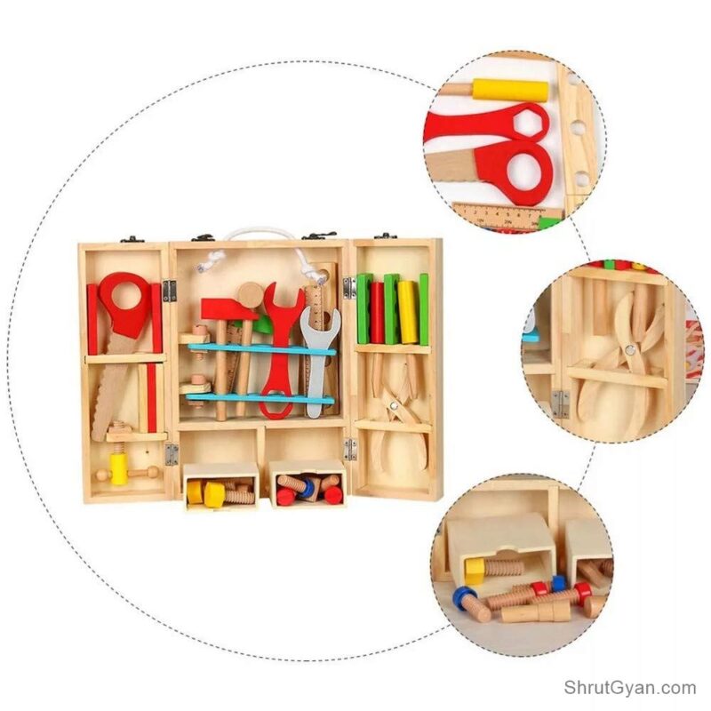 Wooden Multi Functional Work Tool Kit 4